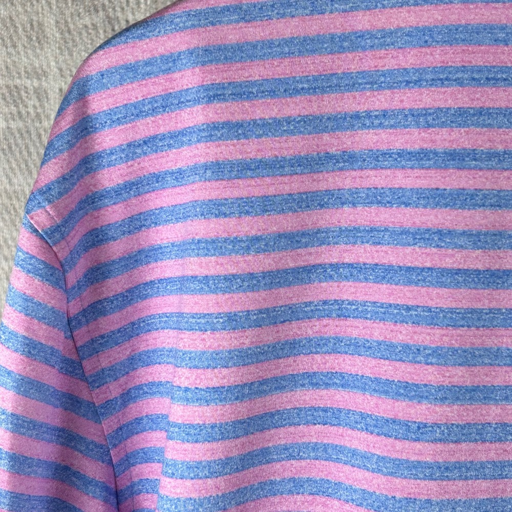Peter Millar Summer Comfort Polo Mens XL Pink Blue Striped Golf Performance - Picture 5 of 7